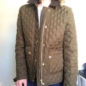 Jcrew lightweight quilted riding jacket olive